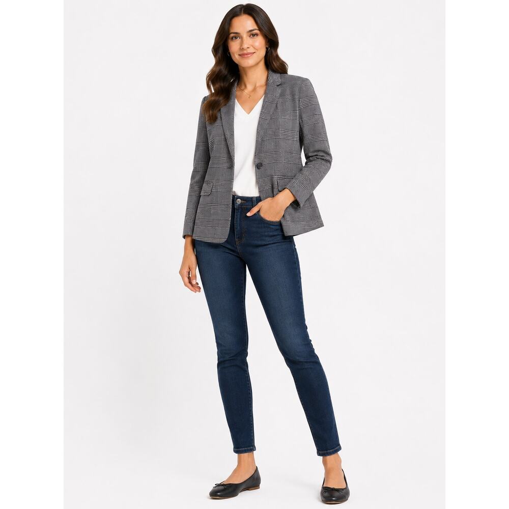 Love Tree Women's Gray Glen Plaid Blazer Jacket One Button Size Medium EUC